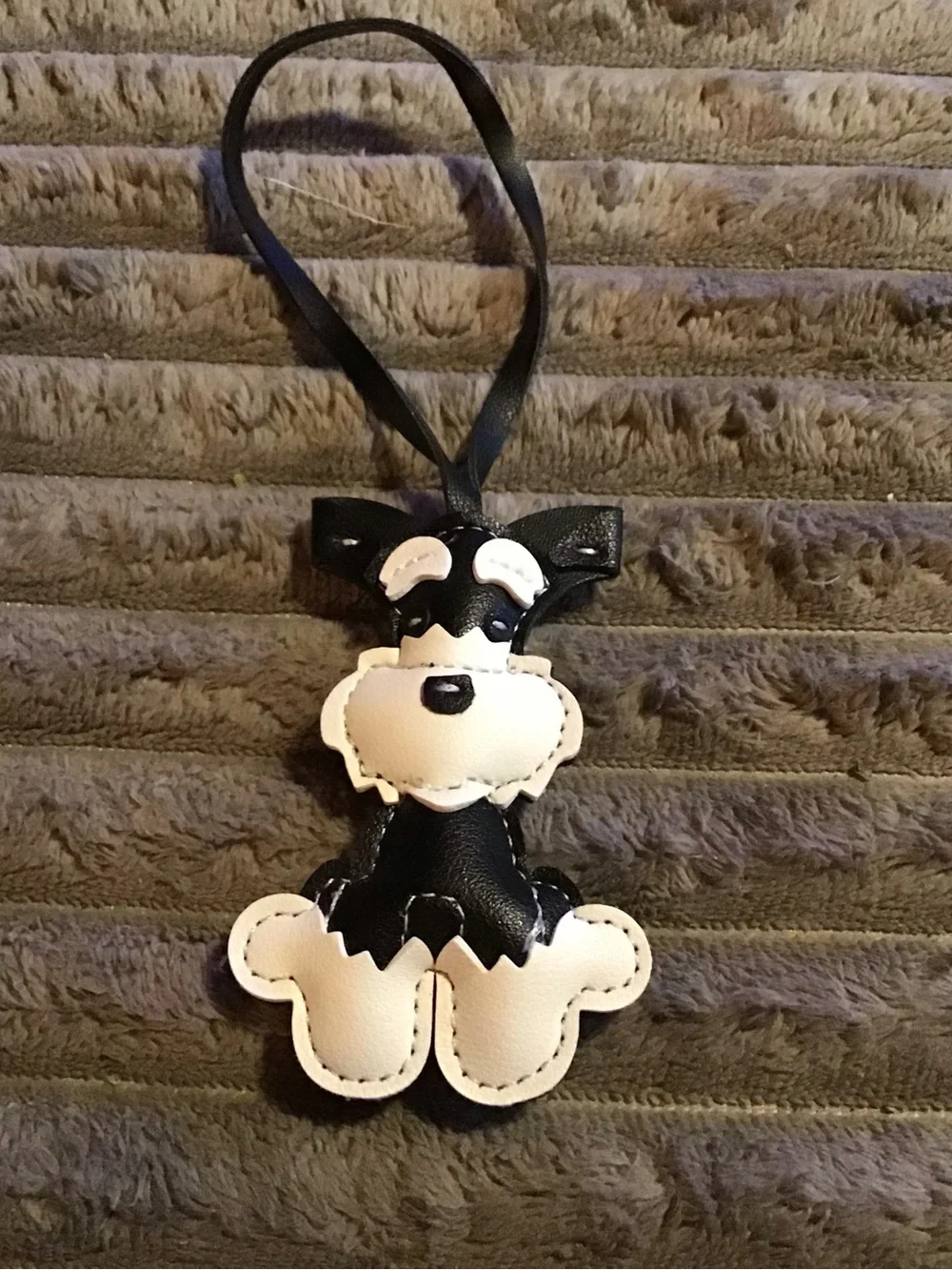 Black and White Dog Leather Charm